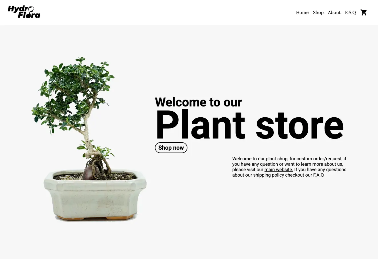 Hydroflora e-shop, screen 1