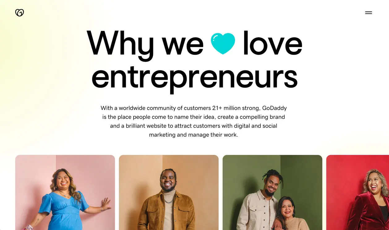 GoDaddy's Welcome Site, screen 2