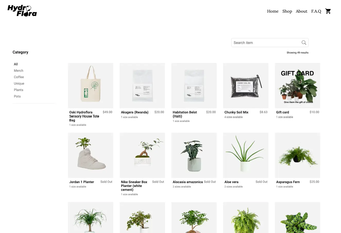 Hydroflora e-shop, screen 2