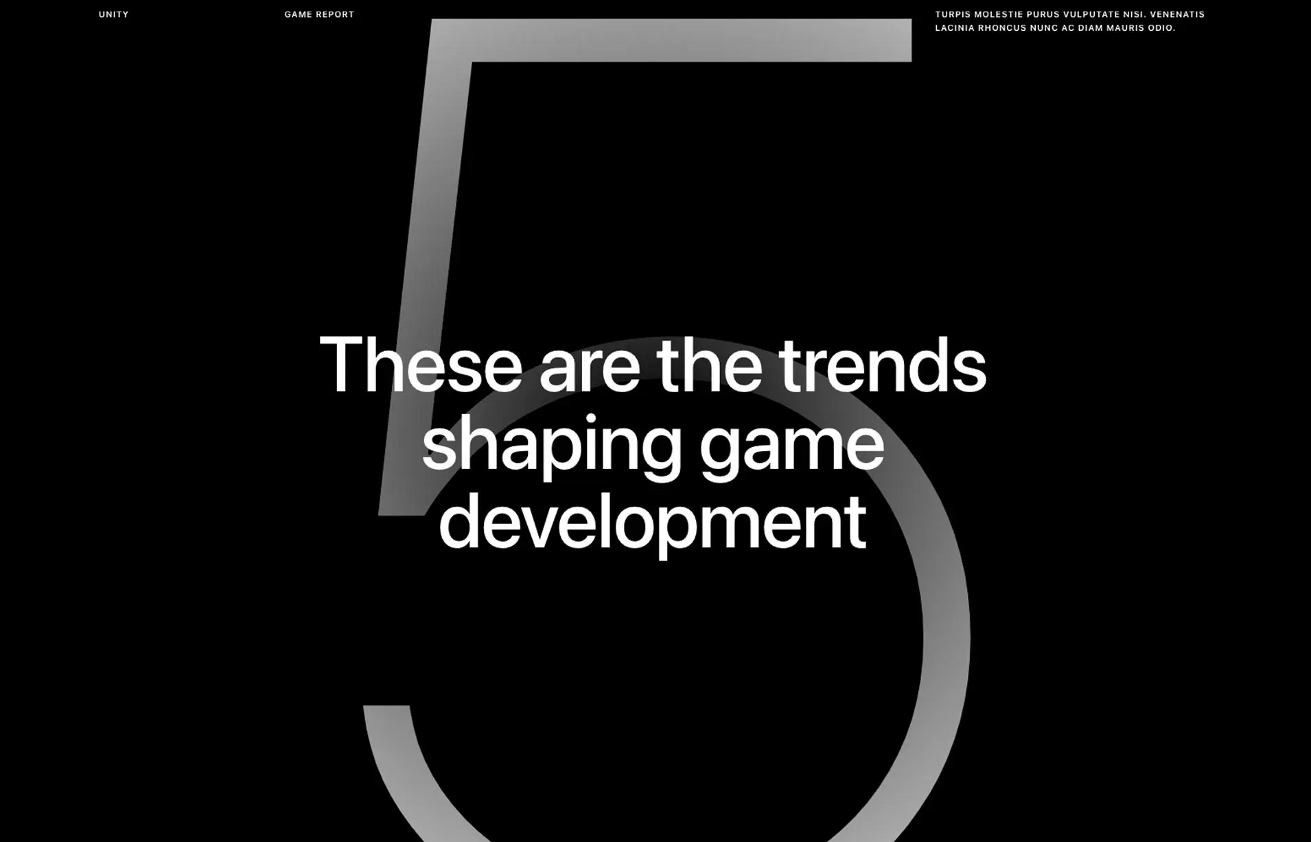 Unity's Game Report, screen 1